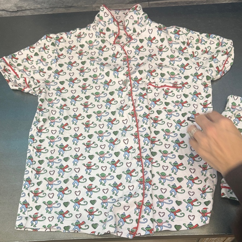 Roller Rabbit Festive Green and Red Print Shirt